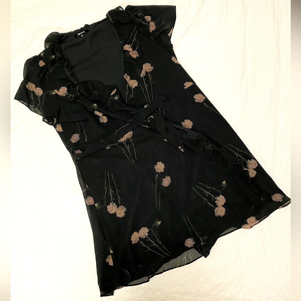 Madewell Georgette Ruffle Wrap Mini Dress In Aster Portrait